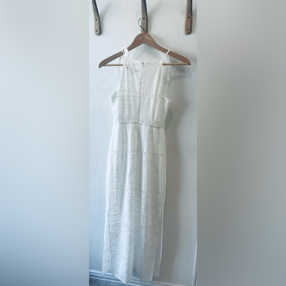 WHBM White Floral Lace Tie-Shoulder Maxi Dress Size 00P - Picture 3 of 4